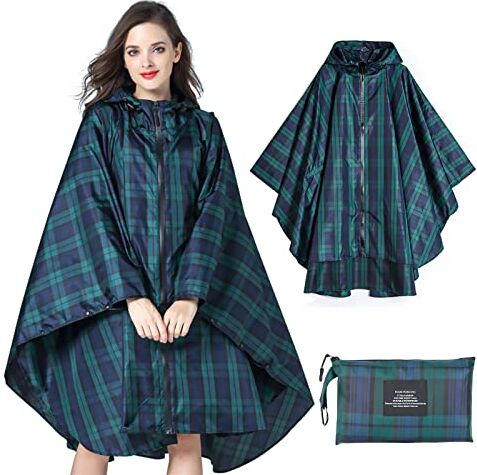 Lively Life Poncho Pioggia Impermeabile per Adulti, Multiuso Mantella Antipioggia con Cappuccio Packable Telo Riparo a Terra Foglio Ideale per Campeggio all'aperto Pesca Griglia Verde