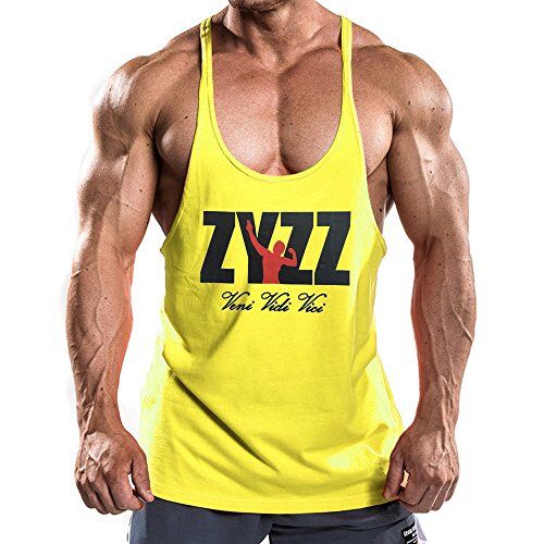 palglg Uomo Muscle T-Shirt da Senza Maniche Athletic Tank Top per Allenamento Fitness ZYZZ00 Giallo M