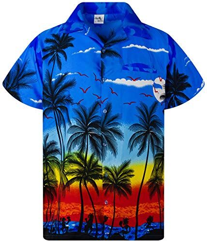 King Kameha Funky Camicia Hawaiana, Beach, Blu, XS