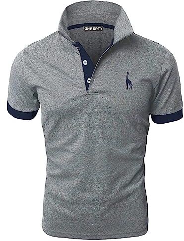 GNRSPTY Polo da Uomo Manica Corta Ricami Fulvi Casual Chic Poloshirt Camicia T-Shirt Estate,Grigio02,M