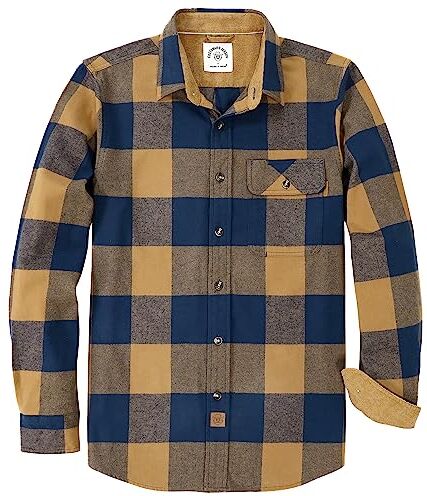 Dubinik ® Camicia Flanella Uomo Quadri Camice in Flanella Uomo Regular Fit Casual Cotone Manica Lunga Bottoni Shirt in Pile