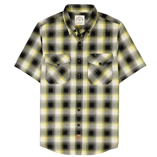 Dubinik ® Camicia bambù Camicia Uomo Maniche Corte Regular Fit Casual Quadri Taschino Traspirante Camicia Maniche Corte Uomo