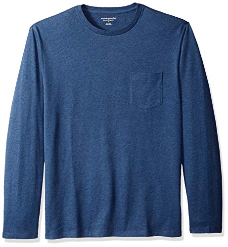 Amazon Essentials T-Shirt a Maniche Lunghe Regular Fit Uomo, Blu Puntinato, XS
