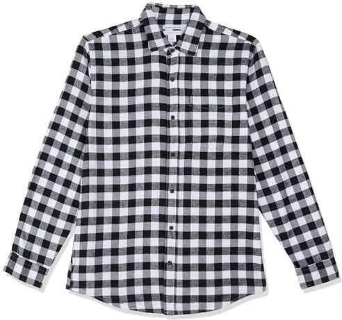 Amazon Essentials Camicia in Flanella a Maniche Lunghe (Disponibile in Taglie Extra Forti) Uomo, Nero Buffalo Plaid, XS