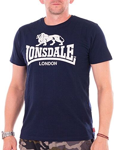 Lonsdale Logo T-Shirt, Blu Mare, XXXL Uomo