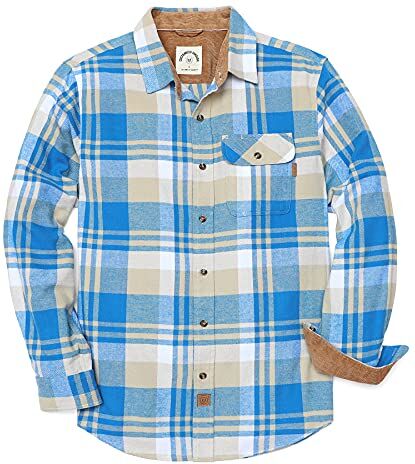 Dubinik ® Camicia Flanella Uomo Quadri Camice in Flanella Uomo Regular Fit Casual Cotone Manica Lunga Bottoni Shirt in Pile