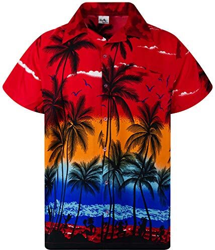 King Kameha Funky Camicia Hawaiana, Beach, Rosso, M