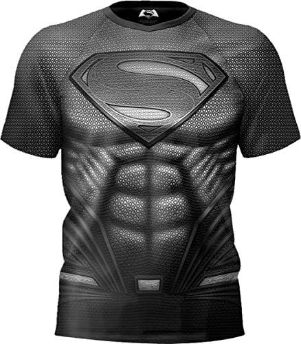 Spiral Superman DC Uomo Maglia Sportiva Nero XL 100% Poliestere (Riciclato) Regular