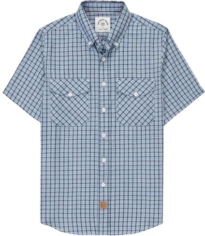 Dubinik ® Camicia bambù Camicia Uomo Maniche Corte Regular Fit Casual Quadri Taschino Traspirante Camicia Maniche Corte Uomo