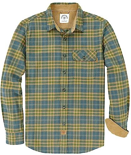 Dubinik ® Camicia Flanella Uomo Quadri Camice in Flanella Uomo Regular Fit Casual Cotone Manica Lunga Bottoni Shirt in Pile