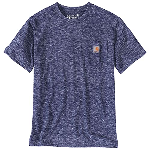 Carhartt T-Shirt Pesante K87 Con Taschino, Vestibilità Comoda, Manica Corta, Uomo, Blu (Scout Blue Snow Heather), L