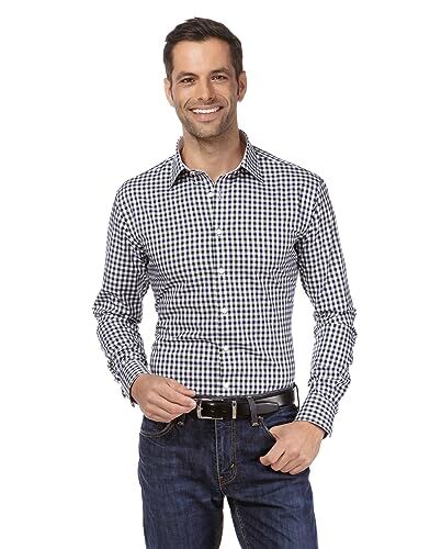 Vincenzo Boretti Camicia Uomo Eleganti, Taglio Aderente/Slim-Fit, Collo Classico, Manica Lunga, a Quadri con Inserti in Contrasto Non Stiro/Non-Iron Verde 37-38