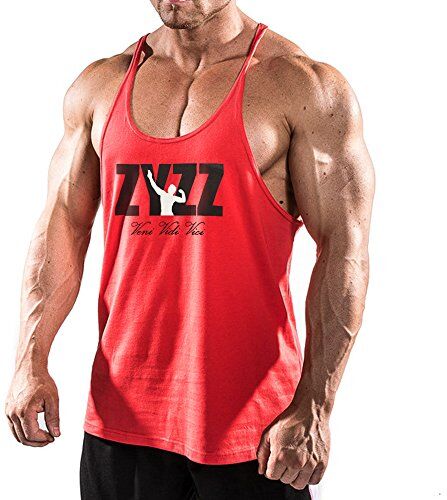 palglg Uomo Muscle T-Shirt da Senza Maniche Athletic Tank Top per Allenamento Fitness ZYZZ00 Rosso S