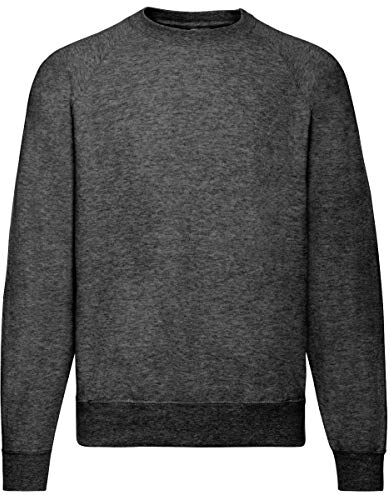 Fruit of the Loom Felpa con maniche raglan, da uomo, melange scuro, XL