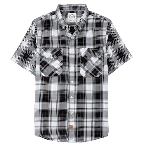 Dubinik ® Camicia bambù Camicia Uomo Maniche Corte Regular Fit Casual Quadri Taschino Traspirante Camicia Maniche Corte Uomo