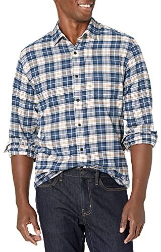 Amazon Essentials Camicia in Flanella a Maniche Lunghe (Disponibile in Taglie Extra Forti) Uomo, Multicolore Check Plaid, L