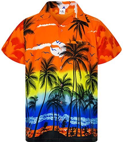 King Kameha Funky Camicia Hawaiana, Beach, Arancione, S