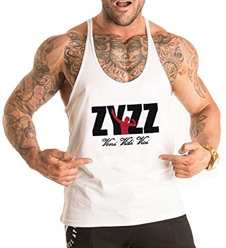 palglg Uomo Muscle T-Shirt da Senza Maniche Athletic Tank Top per Allenamento Fitness ZYZZ00 Bianco M