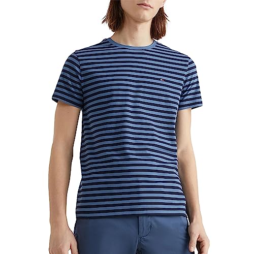 Tommy Hilfiger T-shirt Maniche Corte Uomo Scollo Rotondo, Blu (Blue Coast/Desert Sky), XS