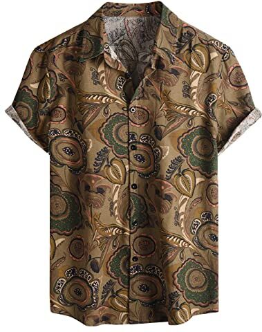 Voqeen Funky Camicia Uomo Hawaiana Estiva Manica Corta Aloha Camicie da Spiaggia Stampa Casual Beach Shirt Hawaiian Camicia