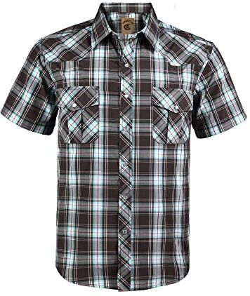 Coevals Club Camicia Uomo Maniche Corte Casual Trama Western Regular Fit Shirts Business Bottoni Camicia(Barriera Corallina Nera #39 3XL)