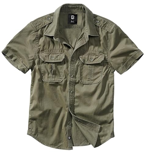 Brandit Vintage Shirt Shortsleeve, Shirt Uomo, Verde (Oliv Shortsleeve), 5XL