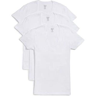 2(x)ist Maglietta da Uomo in Cotone Slim Fit Profondo Scollo a V Multipack, Bianco, XL 2(x)ist Maglietta da Uomo in Cotone Slim Fit Profondo Scollo a V Multipack, Bianco, XL