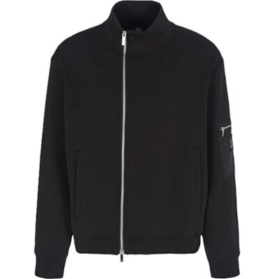 Armani Felpa da Uomo Black Edition, Tasca a Maniche Corte, con Logo in Silicone, Nero, S Armani Felpa da Uomo Black Edition, Tasca a Maniche Corte, con Logo in Silicone, Nero, S