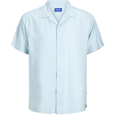Jack & Jones Jorjeff Marbella Resort Camicia a Maniche Corte da Uomo, Cristallo Blu, XS Jack & Jones Jorjeff Marbella Resort Camicia a Maniche Corte da Uomo, Cristallo Blu, XS