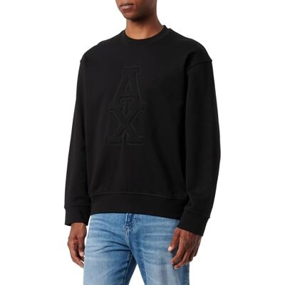 Armani Felpa da Uomo con Logo AX Stacked Cotton French Terry, Nero, XXL Armani Felpa da Uomo con Logo AX Stacked Cotton French Terry, Nero, XXL