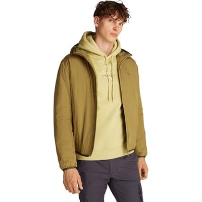 Calvin Klein Uomo Giacca a Vento Hi-Neck con Cappuccio, Verde (Gothic Olive), XXL Calvin Klein Uomo Giacca a Vento Hi-Neck con Cappuccio, Verde (Gothic Olive), XXL