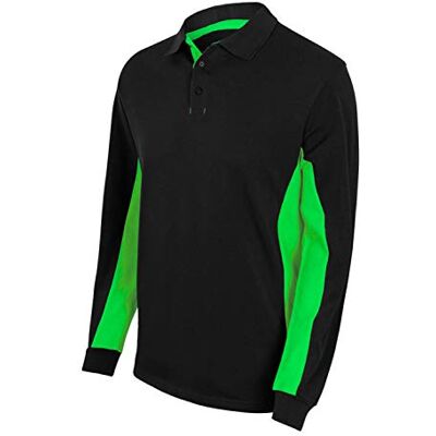Velilla 105514; Polo Bicolore Manica Lunga; Colore Nero e Verde Lime; Taglia M Velilla 105514; Polo Bicolore Manica Lunga; Colore Nero e Verde Lime; Taglia M