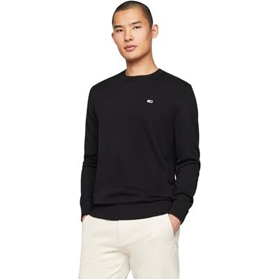 Tommy Jeans Tjm Slim Essential Light Sweater Pullover, Nero (Black), XXL Plus Uomo Tommy Jeans Tjm Slim Essential Light Sweater Pullover, Nero (Black), XXL Plus Uomo