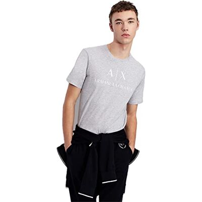 Armani Collo Rotondo Logo, T-shirt, Uomo, Grigio (B09b Heather Grey 3929), L Armani Collo Rotondo Logo, T-shirt, Uomo, Grigio (B09b Heather Grey 3929), L