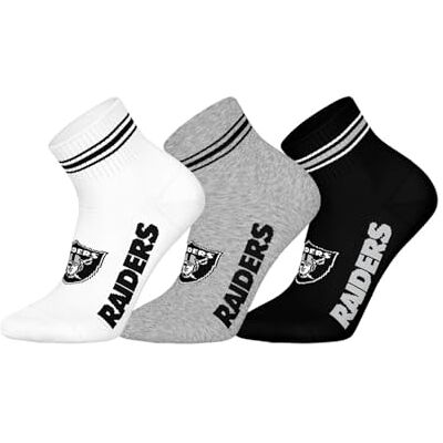 NFL LAS VEGAS RAIDERS 3pk Quarter Socks WHT/MGR/BLK 35/38 NFL LAS VEGAS RAIDERS 3pk Quarter Socks WHT/MGR/BLK 35/38