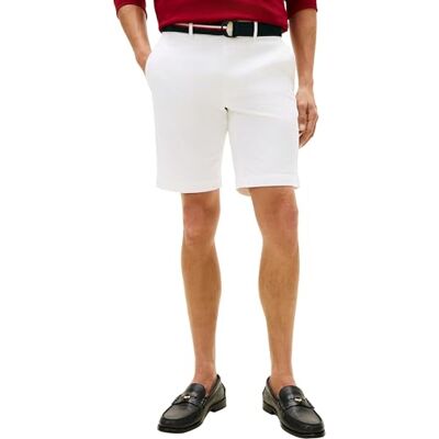 Tommy Hilfiger Denton 9.5" Ess Twill W/Belt Altri Pantaloncini, White (TH Optic White), 32W Uomo Tommy Hilfiger Denton 9.5" Ess Twill W/Belt Altri Pantaloncini, White (TH Optic White), 32W Uomo