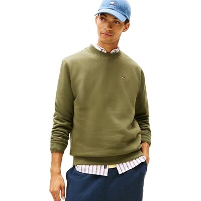 Tommy Jeans Uomo Felpa Regular Fit Flag Fleece Scollo Rotondo, Verde (Dark Greenery), XS Tommy Jeans Uomo Felpa Regular Fit Flag Fleece Scollo Rotondo, Verde (Dark Greenery), XS