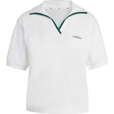 Adidas Femme Seasonal Essentials Colorpop Polo with Embroidered Graphic, White/Collegiate Green, XXL Adidas Femme Seasonal Essentials Colorpop Polo with Embroidered Graphic, White/Collegiate Green, XXL