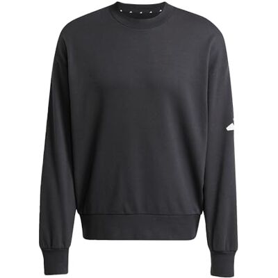 Adidas Homme Essentials Lose Fit Three Bar Sweatshirt, Black/White, M Adidas Homme Essentials Lose Fit Three Bar Sweatshirt, Black/White, M