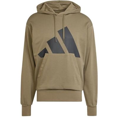 Adidas Uomo Essentials Big Logo French Terry Hoodie Sweatshirt, Olive Strata/Black, XS Adidas Uomo Essentials Big Logo French Terry Hoodie Sweatshirt, Olive Strata/Black, XS