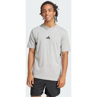 Adidas Uomo Essentials Small Logo Single Jersey Shirt, Medium Grey Heather/Black, M Adidas Uomo Essentials Small Logo Single Jersey Shirt, Medium Grey Heather/Black, M
