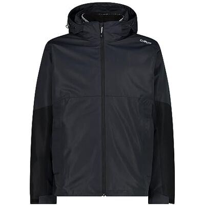 CMP Giacca Uomo Zip Hood Staccabile Inn.Jacket, Antracite-Nero, 52 CMP Giacca Uomo Zip Hood Staccabile Inn.Jacket, Antracite-Nero, 52