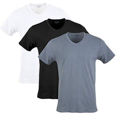 Gildan Cotton Stretch T-Shirts, Multipack Biancheria Intima, Bianco/Nero Fuliggine/Grigio Flanella (Confezione da 3), XL (Pacco da 3) Uomo Gildan Cotton Stretch T-Shirts, Multipack Biancheria Intima, Bianco/Nero Fuliggine/Grigio Flanella (Confezione da 3), XL (Pacco da 3) Uomo
