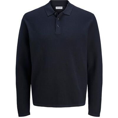 Jack & Jones Jjegeorge Knit Polo LS SN, Blazer Blu Marine, S Jack & Jones Jjegeorge Knit Polo LS SN, Blazer Blu Marine, S