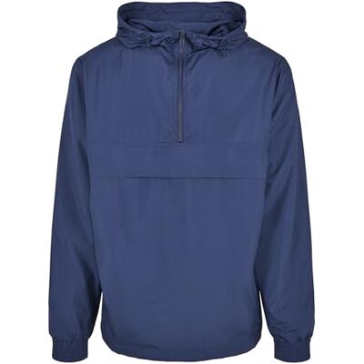 Urban Classics Basic Pull Over Jacket, Giacca da Pioggia con Cappuccio Uomo, Blu (Darkblue), S Urban Classics Basic Pull Over Jacket, Giacca da Pioggia con Cappuccio Uomo, Blu (Darkblue), S