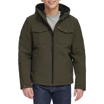 Levis Men's Soft Shell Hooded Storm Coat (Regular & Big & Tall Sizes), Olive Sherpa, XXL Levis Men's Soft Shell Hooded Storm Coat (Regular & Big & Tall Sizes), Olive Sherpa, XXL