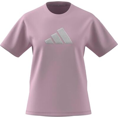 Adidas Femme Textured Gingham Big Logo Graphic T-Shirt, Clear Pink, XL Adidas Femme Textured Gingham Big Logo Graphic T-Shirt, Clear Pink, XL