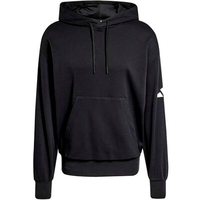 Adidas Homme Essentials Lose Fit Three Bar Terry Hoodie, Black/White, XS Adidas Homme Essentials Lose Fit Three Bar Terry Hoodie, Black/White, XS