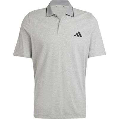 Adidas Uomo Essentials Small Logo Pique Polo Shirt, Medium Grey Heather/Black, M Adidas Uomo Essentials Small Logo Pique Polo Shirt, Medium Grey Heather/Black, M