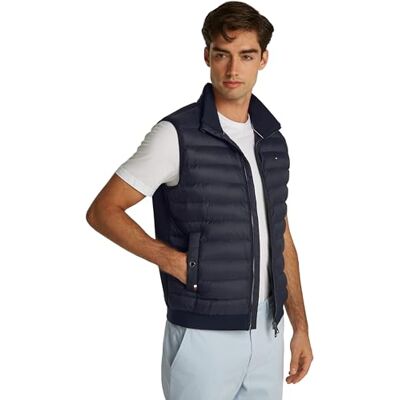Tommy Hilfiger Uomo Gilet Mix Media Imbottito, Blu (Desert Sky), M Tommy Hilfiger Uomo Gilet Mix Media Imbottito, Blu (Desert Sky), M